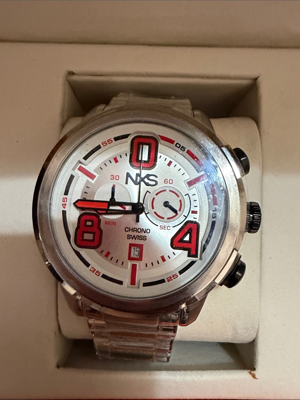 NWOT NXS Pastrana Collection Men's Swiss Watch 14102 Silver